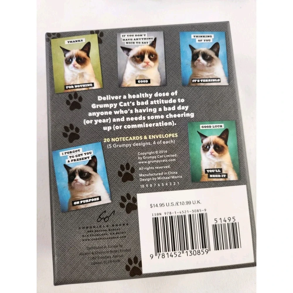 20 GRUMPY CAT No Note Cards Envelope Set Internet Meme Funny Kitty Feline Art